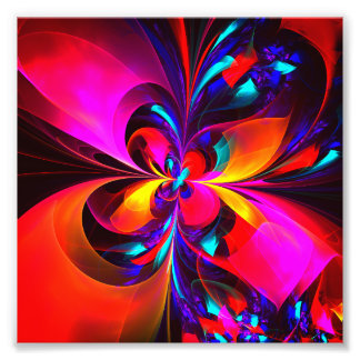 Foto Modern Floral Resumen Arte Patrón Azul Rojo #07