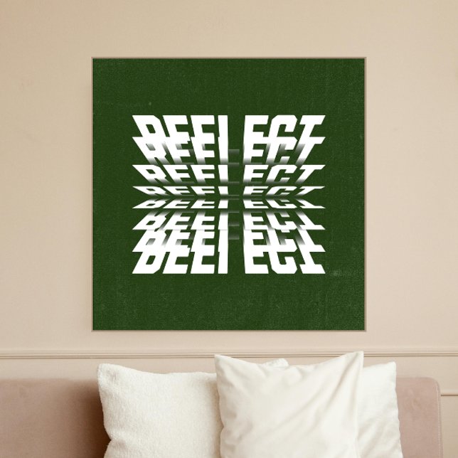 Foto Modern Green Wall Art with Rotating Text - soccer  (REFLECT poster inspired by a soccer field creates a incredible minimalist touch to your space)