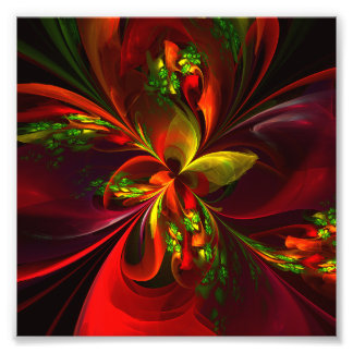 Foto Modern Red Green Floral Abstract Art Pattern #05