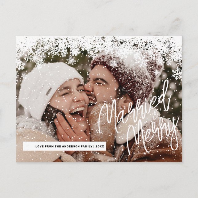 Foto moderna casada y Feliz Navidad (Anverso)