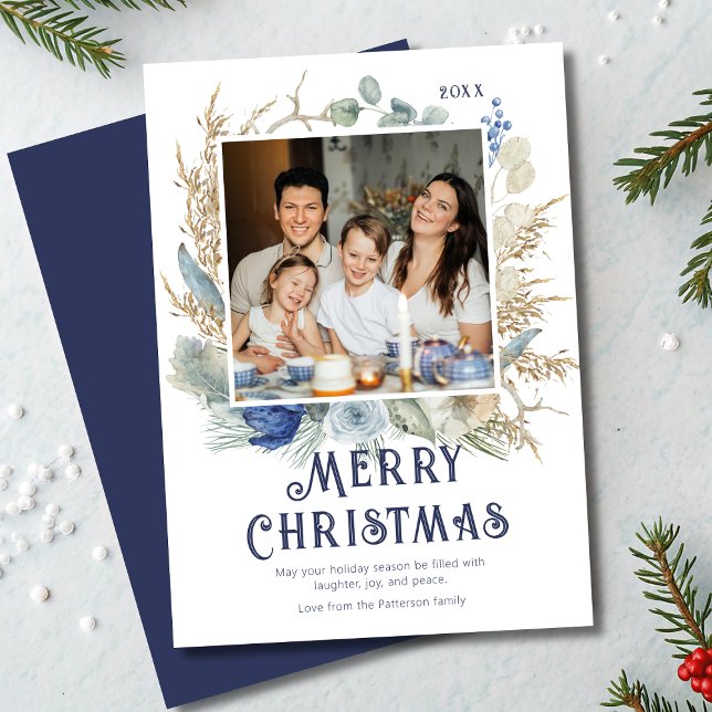 Foto moderna con escritura navideña Boho Floral (Subido por el creador)