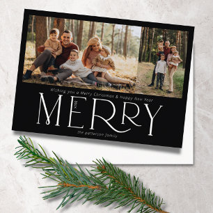 Foto moderna con tarjeta de feriado blanco moro