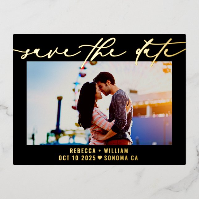 Foto moderna de Boda de guión Guardar la postal de (Anverso)