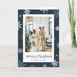 Foto moderna de copo de nieve azul Feliz Navidad