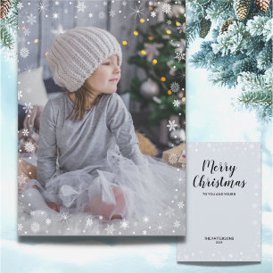 Foto moderna de copo de nieve blanco Feliz Navidad