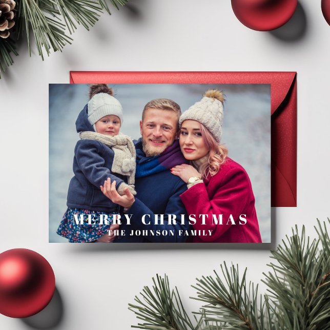 Foto moderna de Feliz Navidad (Modern Merry Christmas Photo Holiday Card
)
