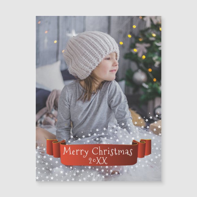 Foto moderna de Feliz Navidad con cinta de opcione (Anverso)