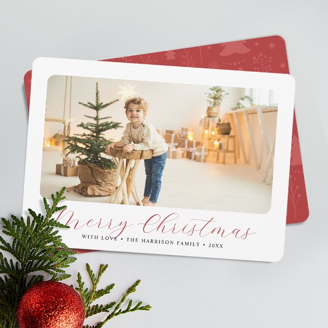 Foto moderna de Feliz Navidad minimalista (Minimalist Merry Christmas Modern Photo Holiday Card)