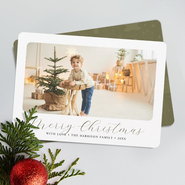 Foto moderna de Feliz Navidad minimalista (Minimalist Merry Christmas Modern Photo Holiday Card)