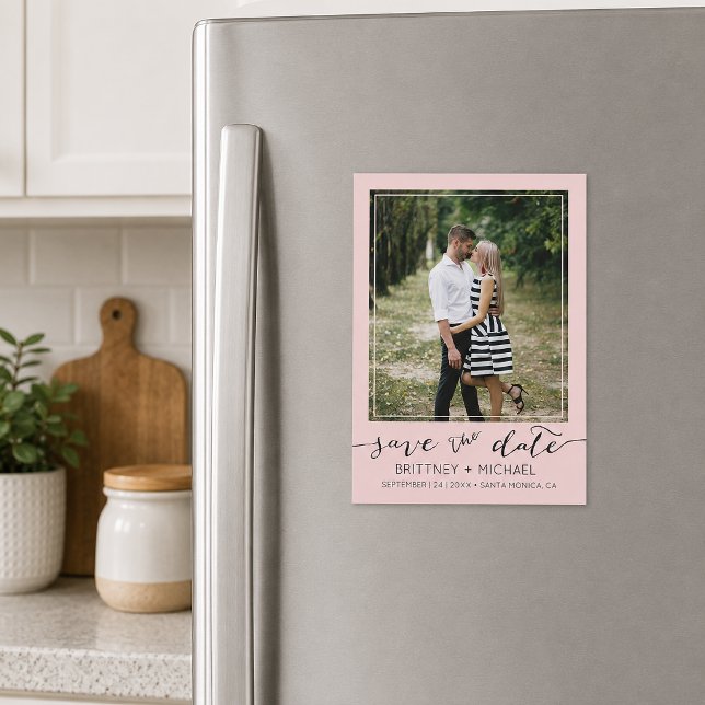 Foto moderna de guardar la fecha Rosa pálido (Pick the best picture from your engagement shoot or your favorite picture of the two of you.)