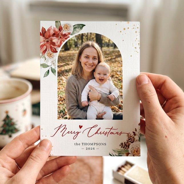 Foto moderna de Navidad alegre con marco floral de (Subido por el creador)