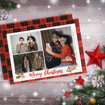 Foto moderna de Navidad con cuadros rojos de búfal