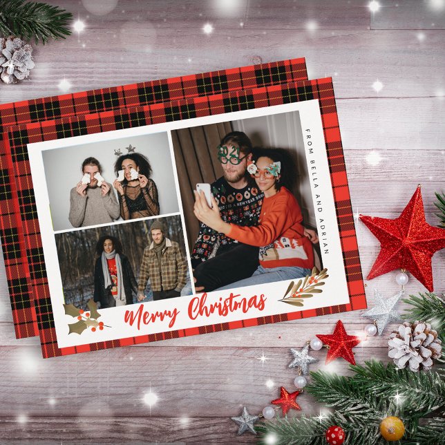 Foto moderna de Navidad con cuadros rojos de búfal (Subido por el creador)