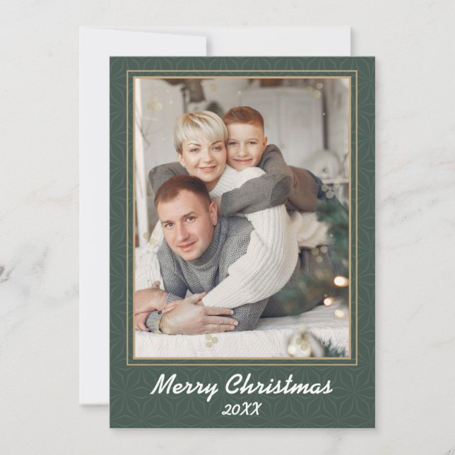 Foto moderna de Navidad con fondo verde (Anverso)