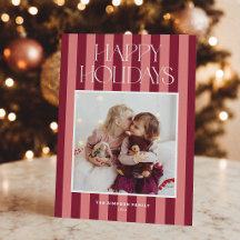 Foto moderna de Navidad con rayas rosadas y burgun