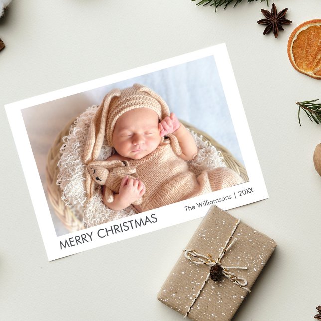 Foto moderna de navidad de merry (Modern Merry Christmas Photo Holiday Card)