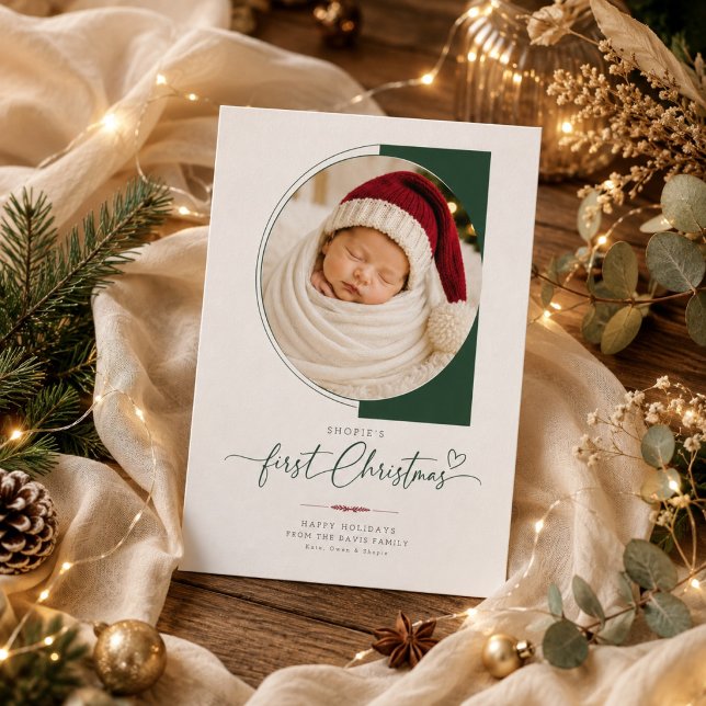Foto moderna de Navidad del primer bebé en verde s (Subido por el creador)