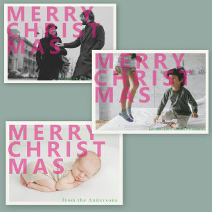 Foto moderna de Navidad rosa tipográfica