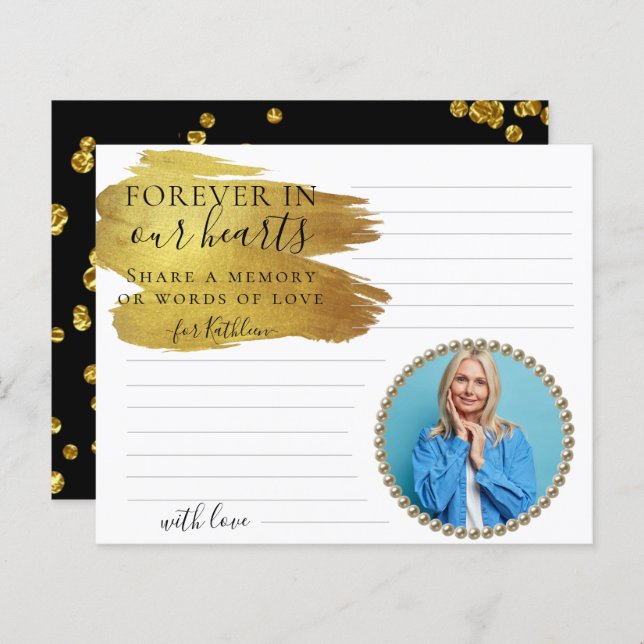Foto moderna de oro comparte una tarjeta de funera (Anverso / Reverso)