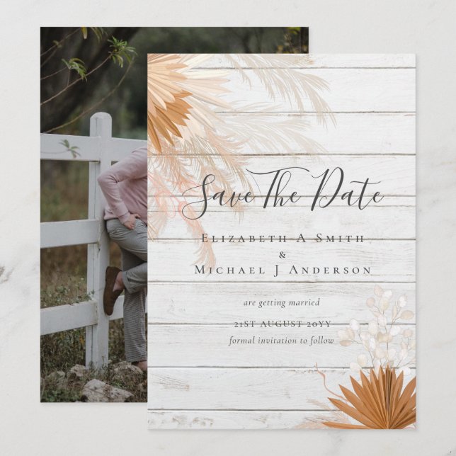 Foto moderna de Save Dates PAMPAS Grass Terracotta (Anverso / Reverso)