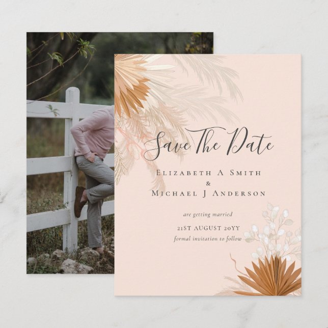 Foto moderna de Save Dates PAMPAS Grass Terracotta (Anverso / Reverso)