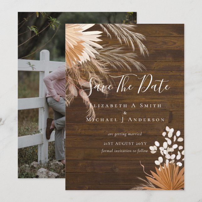 Foto moderna de Save Dates PAMPAS Grass Terracotta (Anverso / Reverso)