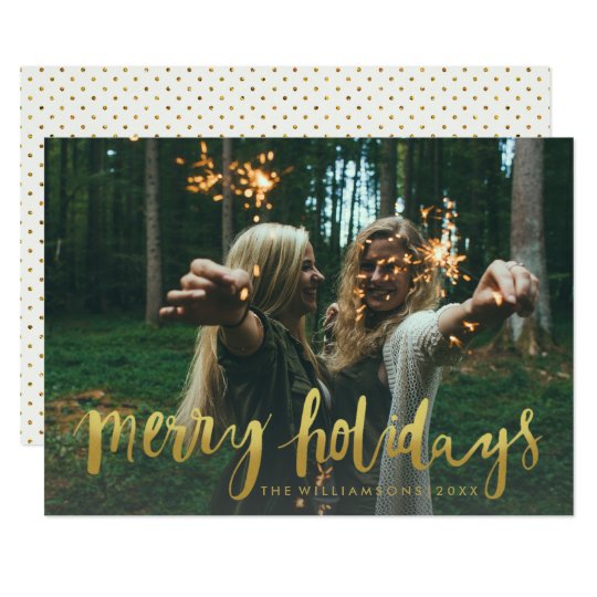 Foto moderna del navidad de los felices días de invitación 12,7 x 17,8 cm