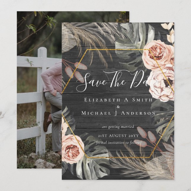 Foto moderna Guardar fechas Coral Tropical PAMPAS (Anverso / Reverso)