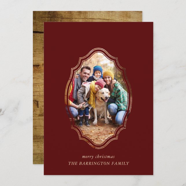 Foto Moderna Mínima De Borgoña Y Madera (Anverso / Reverso)