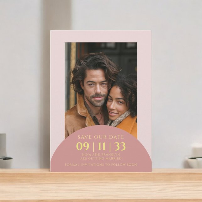 Foto moderna para guardar la tarjeta de fecha del  (photo modern arch save the date card fully editable to suite your needs)