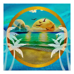 Foto Moderna Playa Tropical Palm Trees Sunset Vacacione