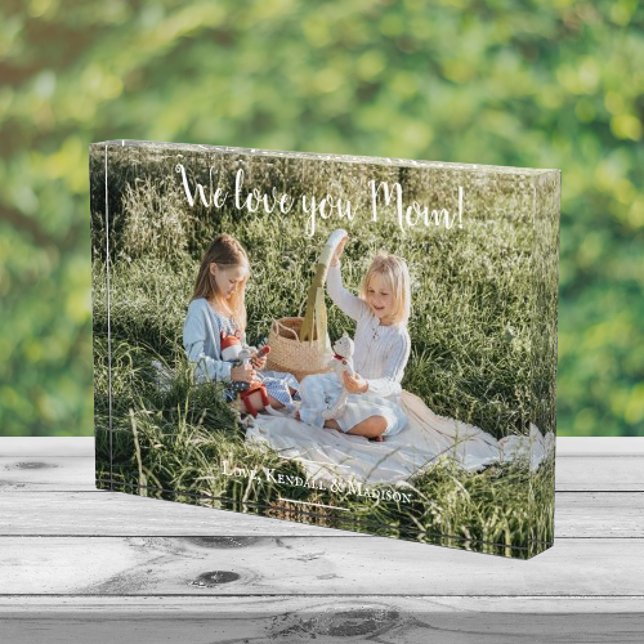 Foto moderna que te queremos a mamá Block (Modern Photo We Love You Mom Photo Block)
