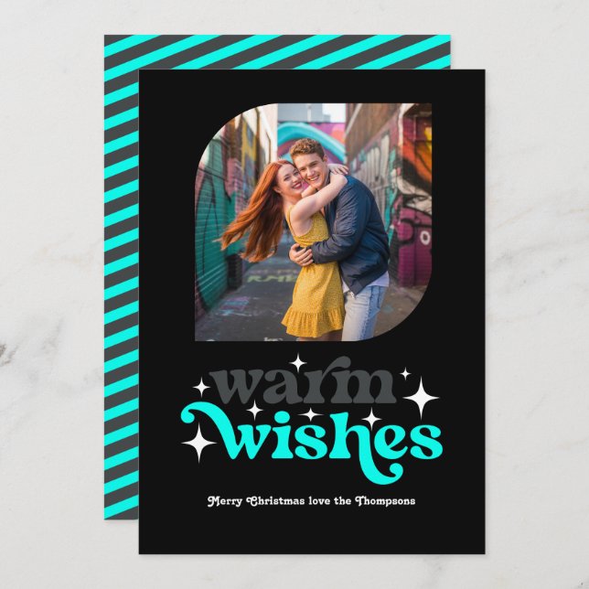 Foto moderna retro de Navidad con carbón y acuarel (Anverso / Reverso)