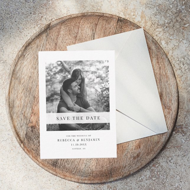 Foto moderna Salven el anuncio de la fecha (Save the Date Photo Wedding Announcement)