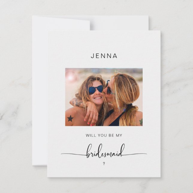Foto moderna y simple "Serás mi dama de honor" (Anverso)