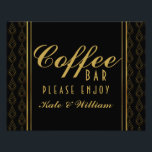 Foto Moderno Art Deco Gold & Black Café bar boda<br><div class="desc">Transforme a su boda en un evento glamuroso con nuestros signos y decoración boda Art Deco. Perfecto para añadir un toque de elegancia vintage, estas piezas son ideales para todo, desde guiar a los clientes hasta el escenario. Sus sofisticados diseños capturan la opulencia de los años 2000, lo que le...</div>