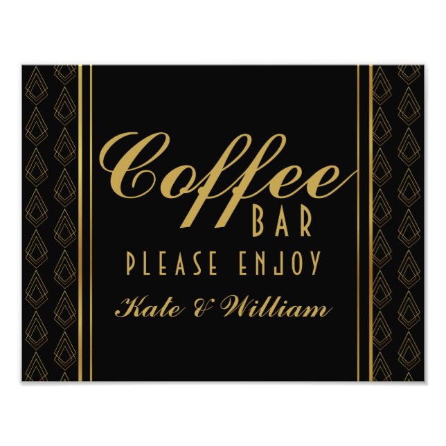 Foto Moderno Art Deco Gold & Black Café bar boda (Frente)
