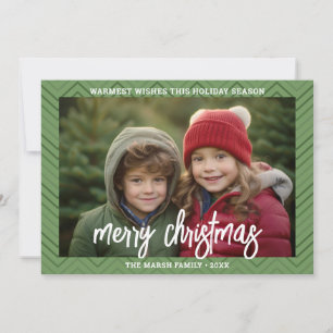 Foto Moderno Borde Chevron Verde Feliz Navidad