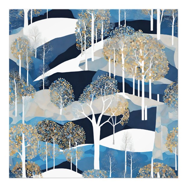 Foto Moderno bosque de invierno azul y nieve (Frente)
