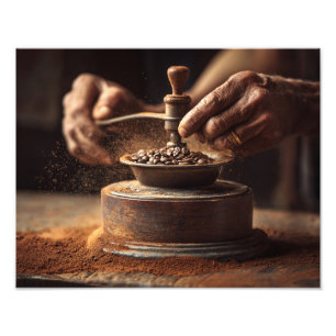 Foto Molino de Café Rústico Manos Tonos Cálidos Arte