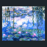 Foto Monet Pink Water Lilies<br><div class="desc">Imagen con hermosos nenúfares de agua rosada flotando en un tranquilo estanque azul con colchonetas de lirios. Un gran regalo de Monet para los amantes del impresionismo y del arte francés. Impresionismo natural sereno con flores y paisajes pintorescos de estanques.</div>