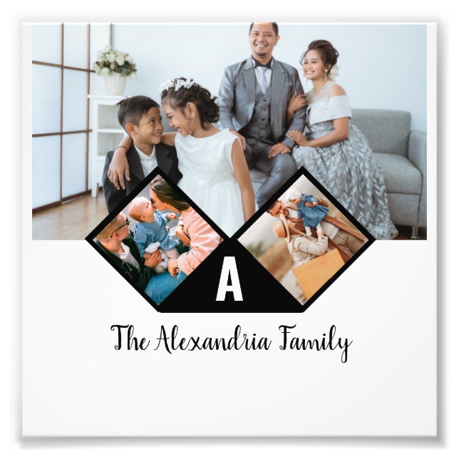 Foto Monograma de la familia personalizada de 3 collage (Frente)