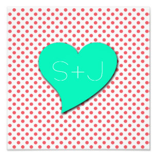 Foto Monograma del polka rosado del coral por Shirley T