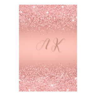 Foto Monograma Elegante Luxe Dorado Rosa con Brillo