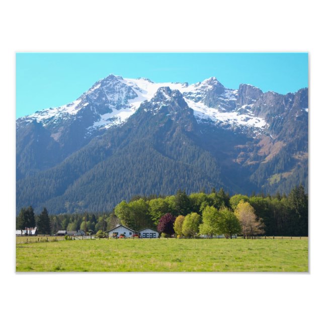 Foto Montaña de caballos blancos en impresión de primav (Frente)