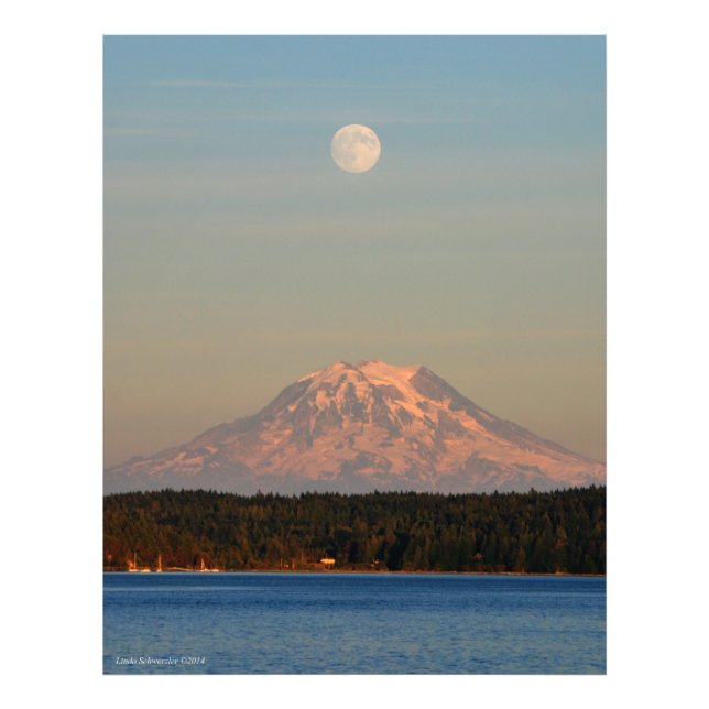 Foto Monte Rainier con la luna llena (Frente)