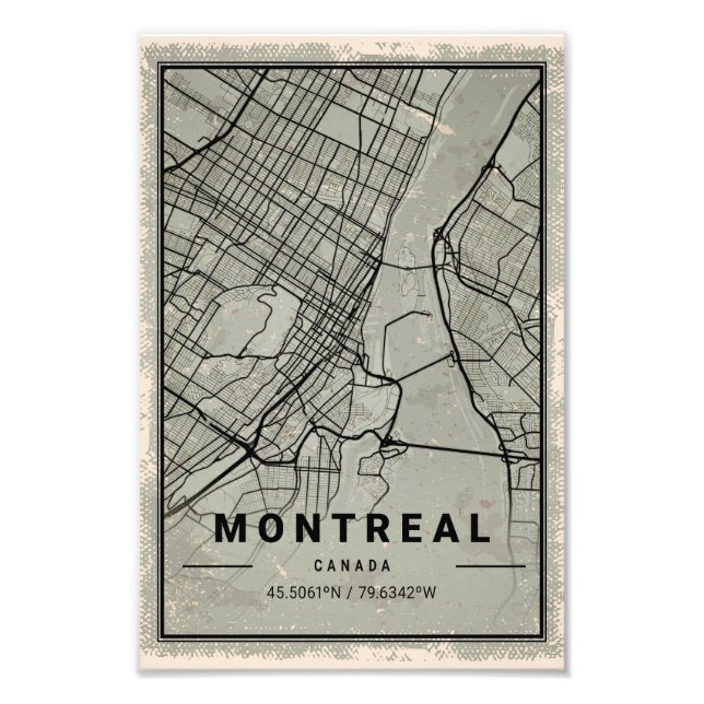 Foto Montreal canada map print poster canvas (Frente)
