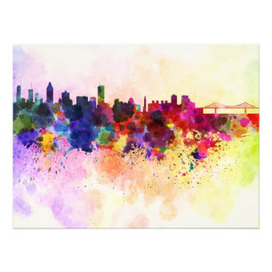 Foto Montreal skyline in watercolor background
