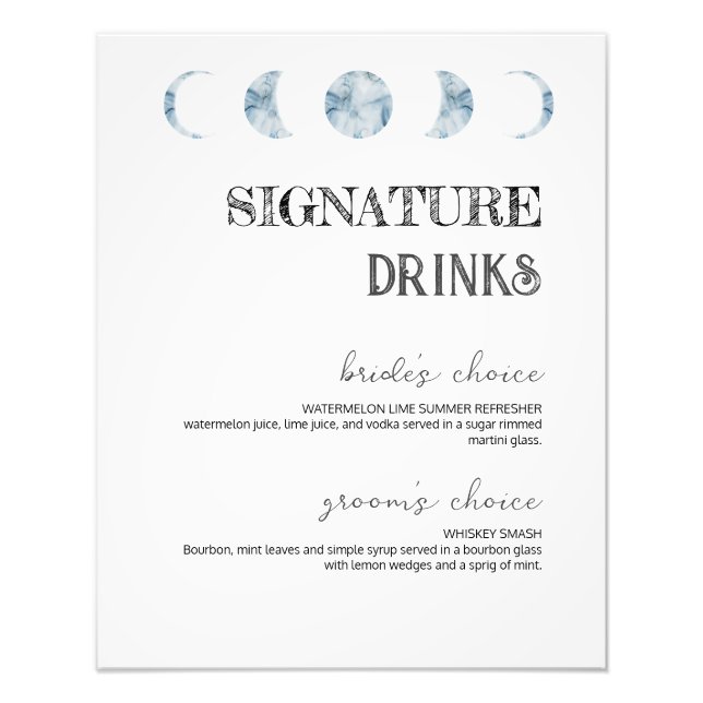 Foto Moon Phases Signature Bebe Boda Bar Poster (Frente)