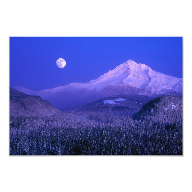 Foto Moonrise over Mt Hood winter, Oregon (Frente)